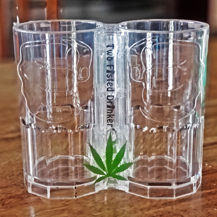marijuana leaf Two Fisted Drinker