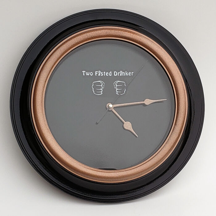 Two Fisted Drinker Man Cave Wall Clock